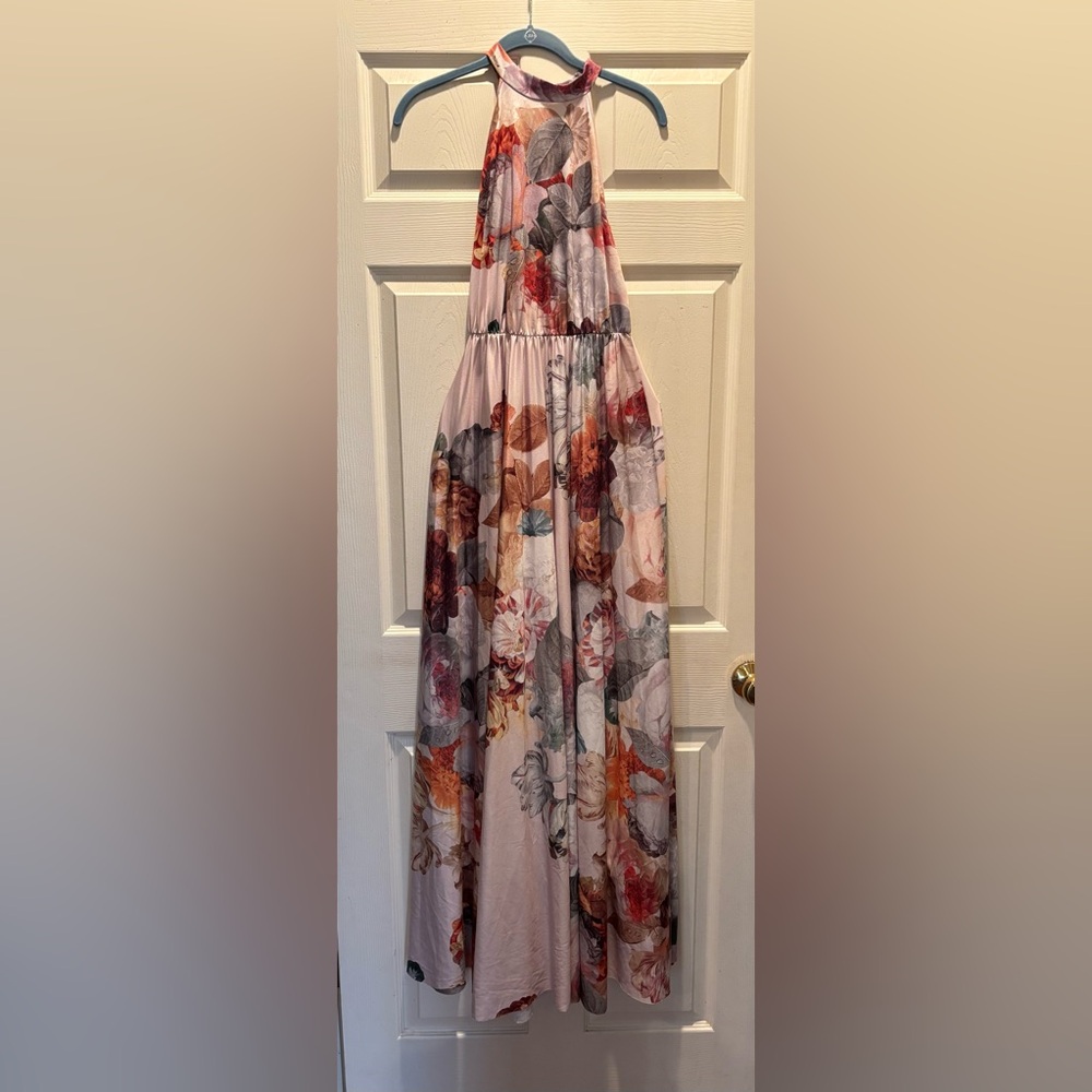 ASOS Pink Floral Halter Maxi Dress